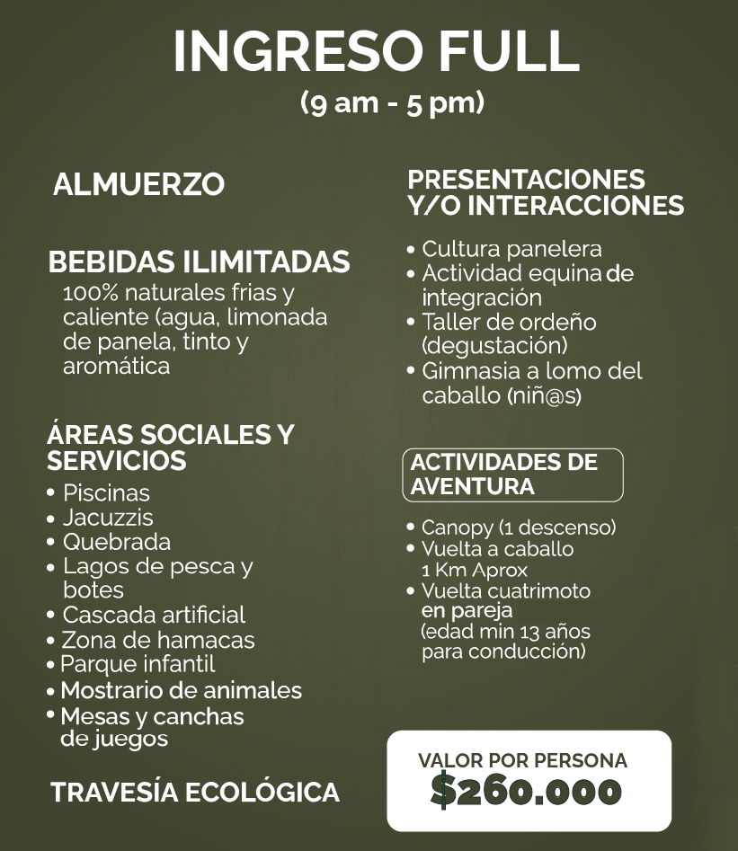 ingreso full pasadia granja extrema